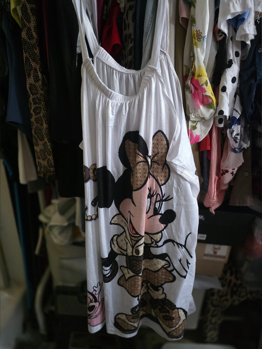 Girls' White Minnie Mouse Graphic Tank Dress